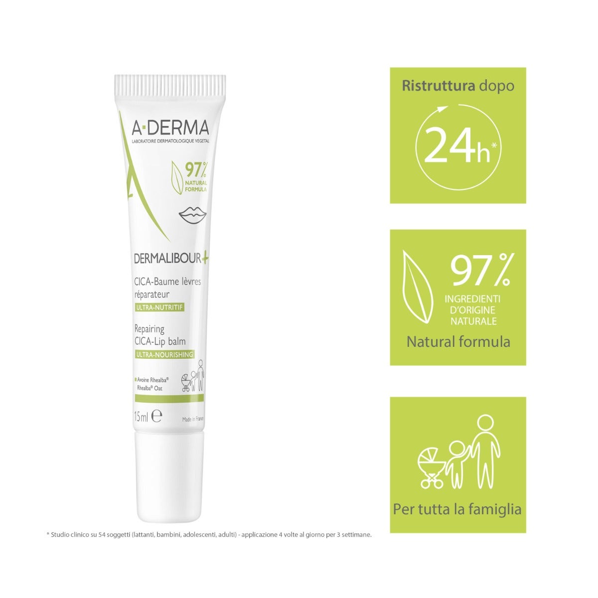A-Derma Dermalibour+Cica Balsamo Labbra 15ml