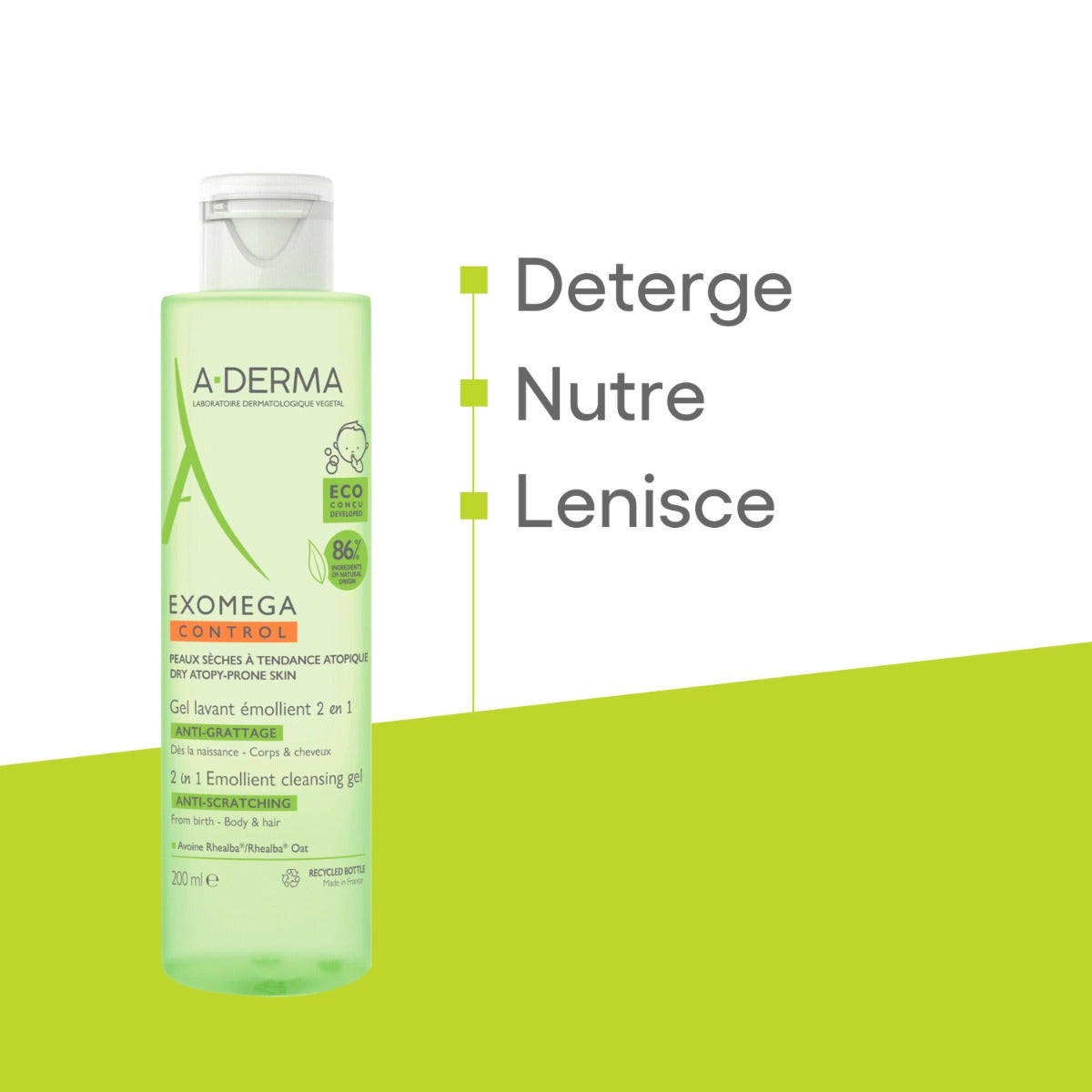 A-Derma Exomega Control Gel Limpiador Emoliente 2 en 1 200 ml