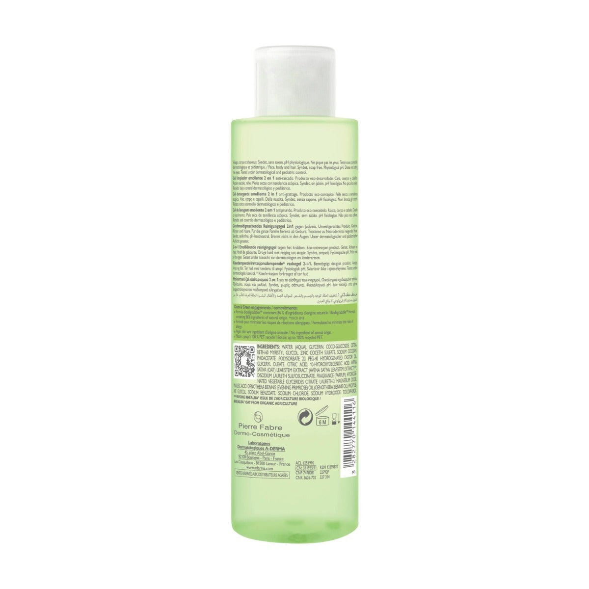 A-Derma Exomega Control Gel Limpiador Emoliente 2 en 1 200 ml