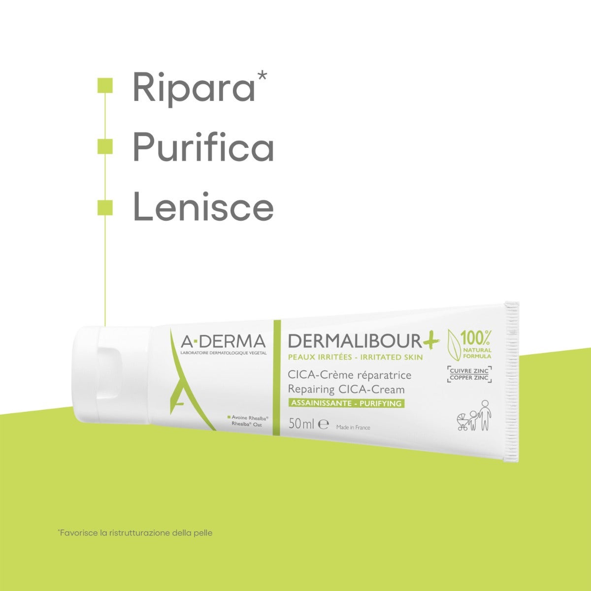 Aderma Dermalibour+ Cica-Crema reestructurante y purificante para pieles irritables 50 ml
