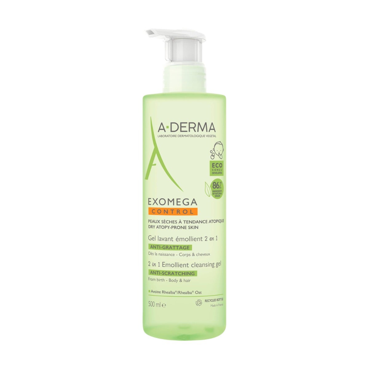 A-Derma Exomega Control Gel Limpiador Emoliente 2 En 1 500ml-2