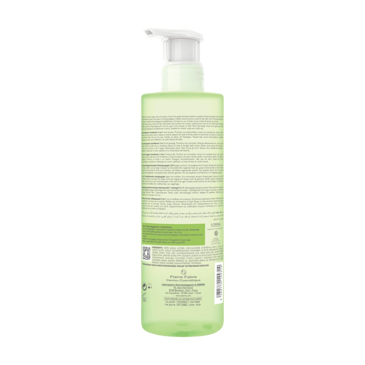 A-Derma Exomega Control Gel Limpiador Emoliente 2 En 1 500ml-3