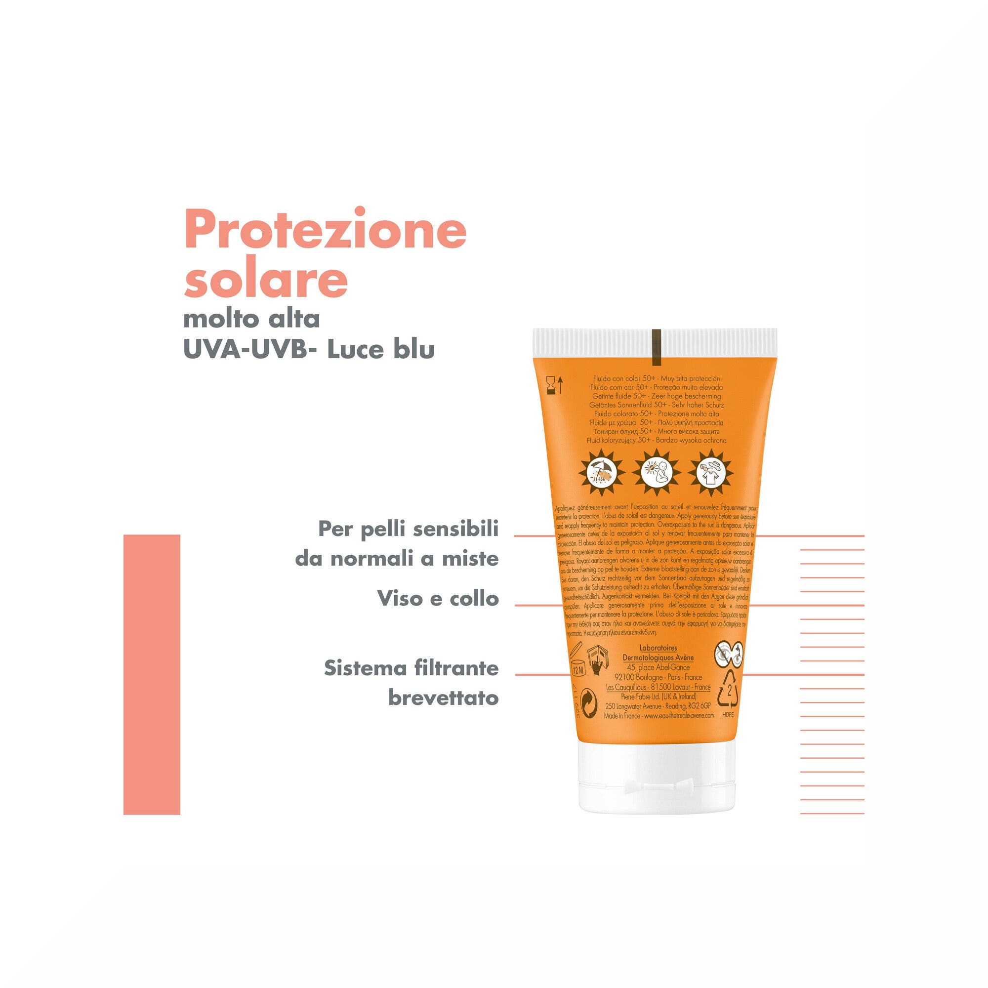 Avène Fluido Colorato SPF 50+ Solare Viso 50ml