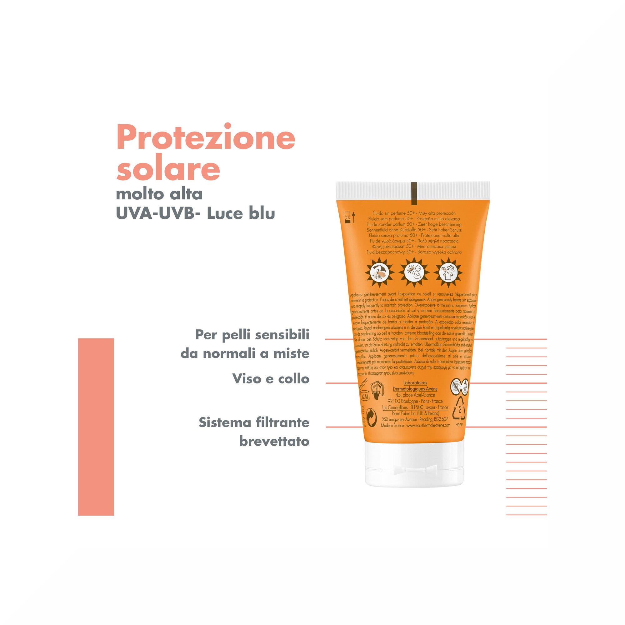 Avène Fluido Senza Profumo SPF 50+ Solare Viso 50ml