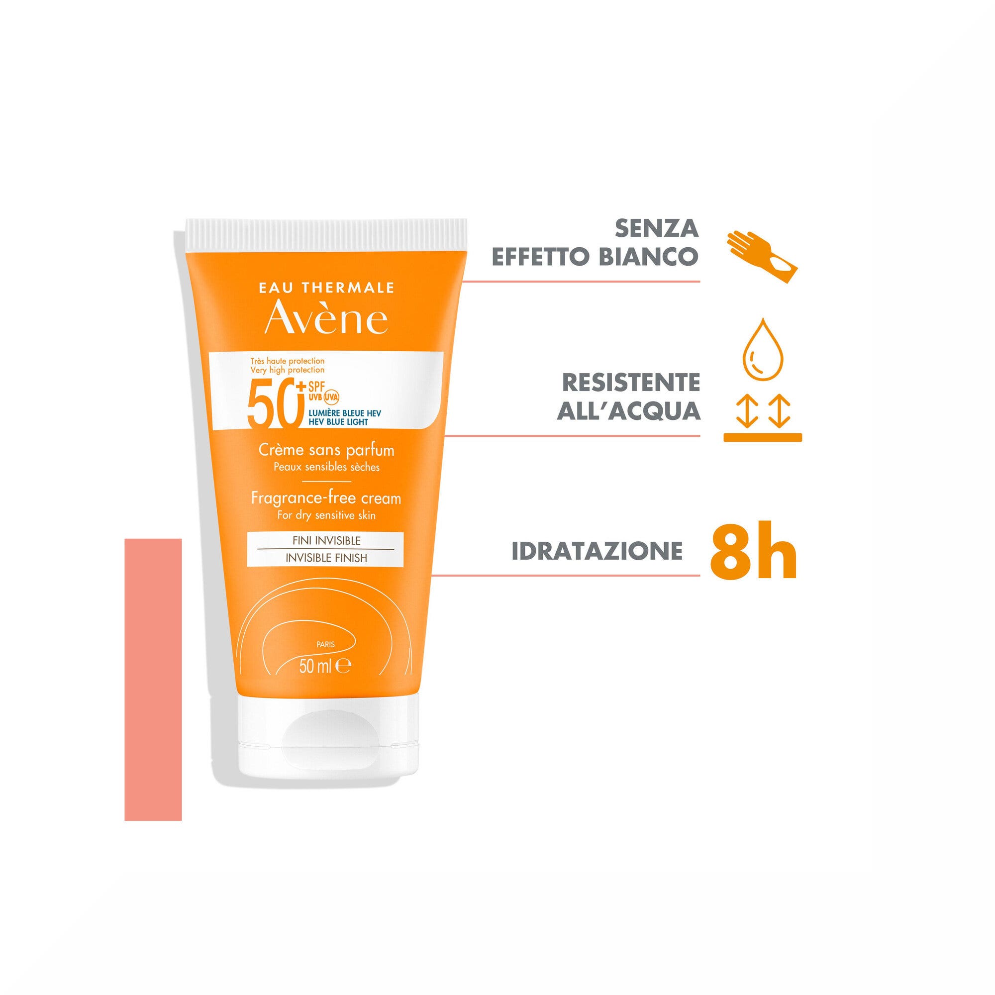 Avène Crema Senza Profumo SPF 50+ Solare Viso 50ml Protezione