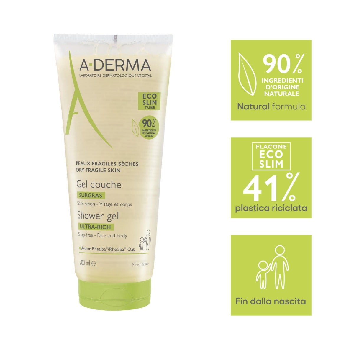 A-Derma Les Indispensables Gel Doccia Sugras 200ml