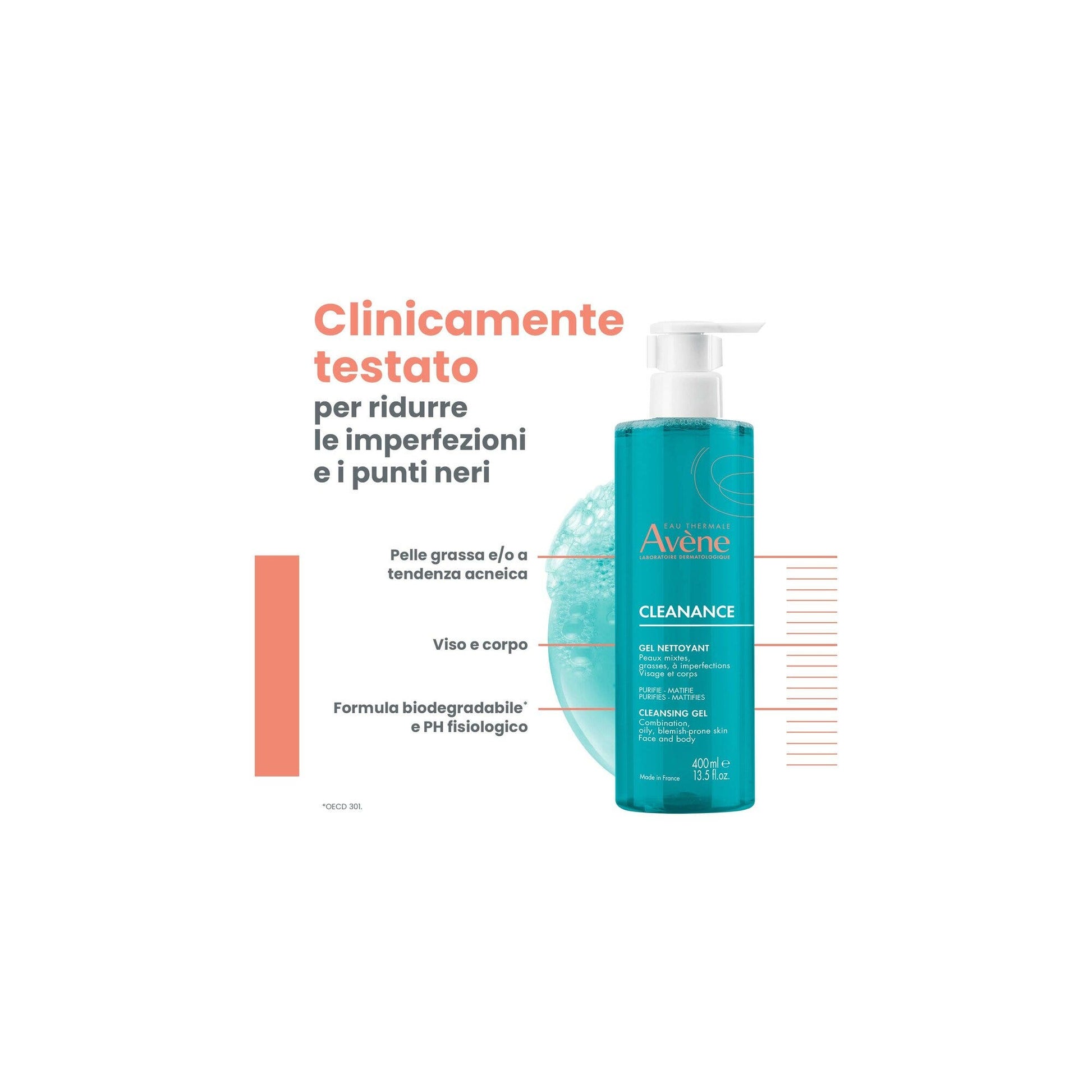 Eau Thermale Avène Cleanance Gel Limpiador Purificante Pieles Grasas Con Imperfecciones 400ml-4