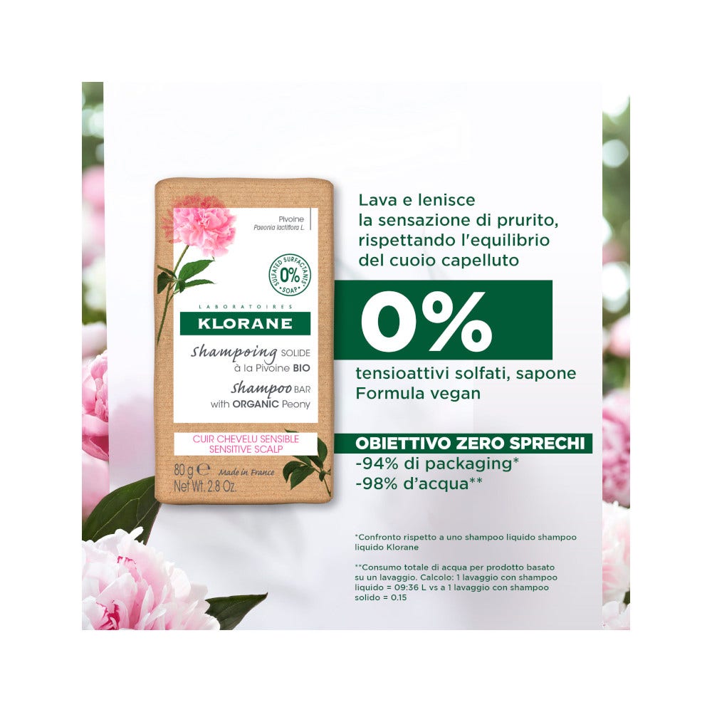 Klorane Shampoo Solido Lenitivo Peonia Bio 80g