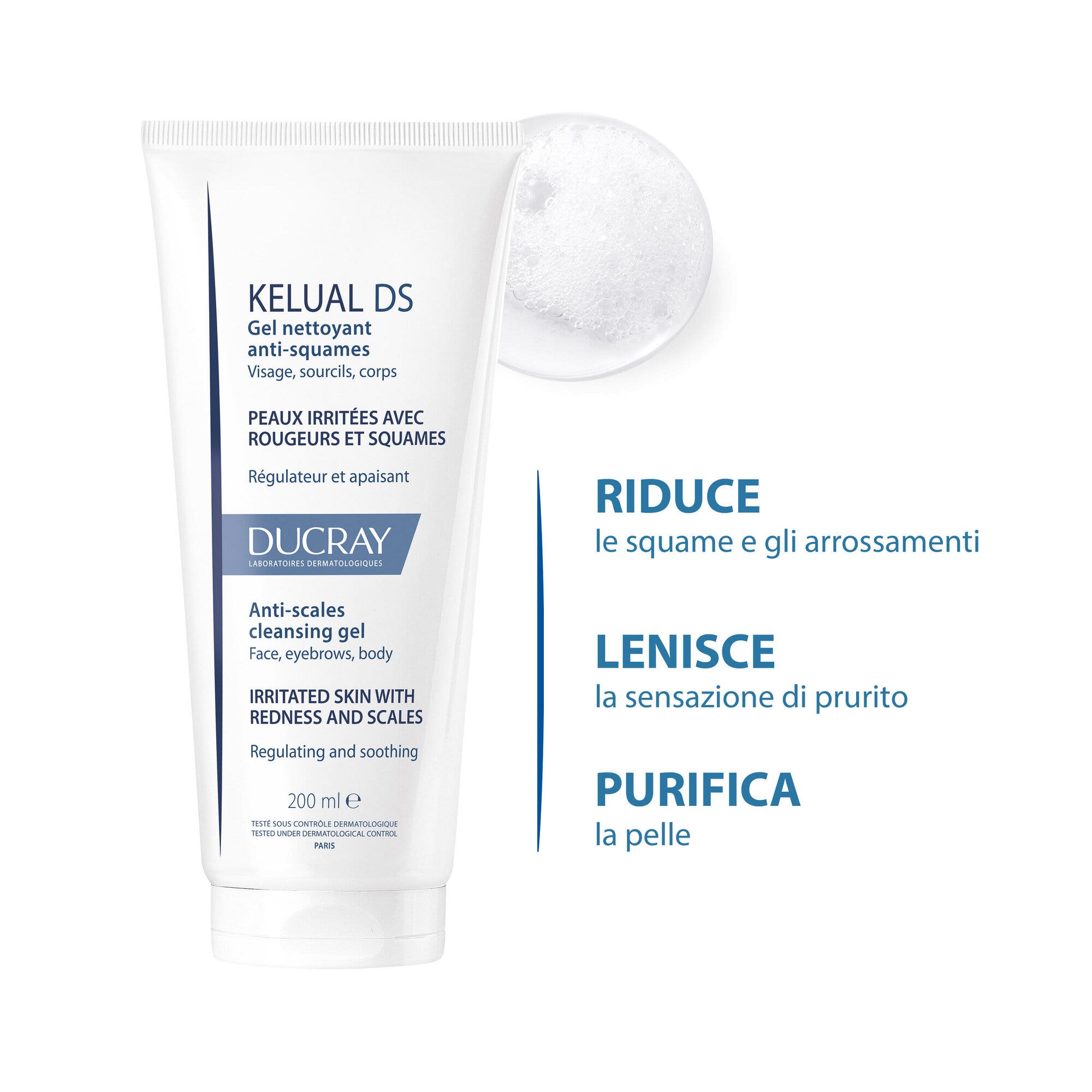 Ducray Kelual DS Gel Limpiador Anticaspa para Rostro y Cuerpo 200 ml