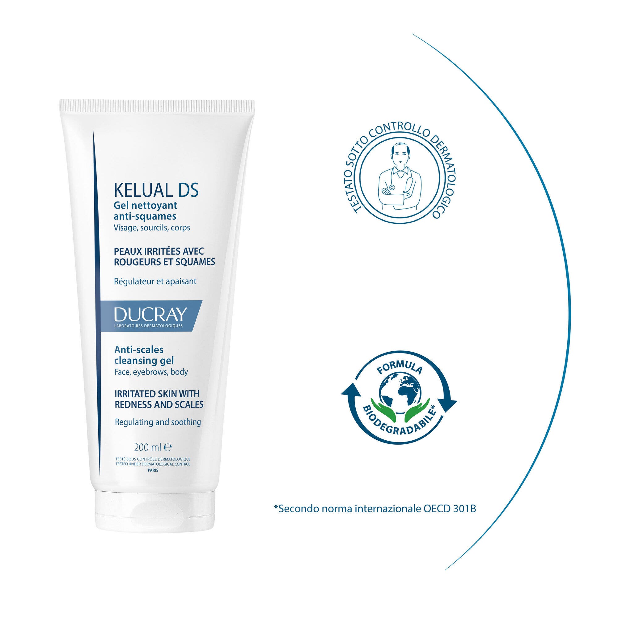 Ducray Kelual DS Gel Limpiador Anticaspa para Rostro y Cuerpo 200 ml