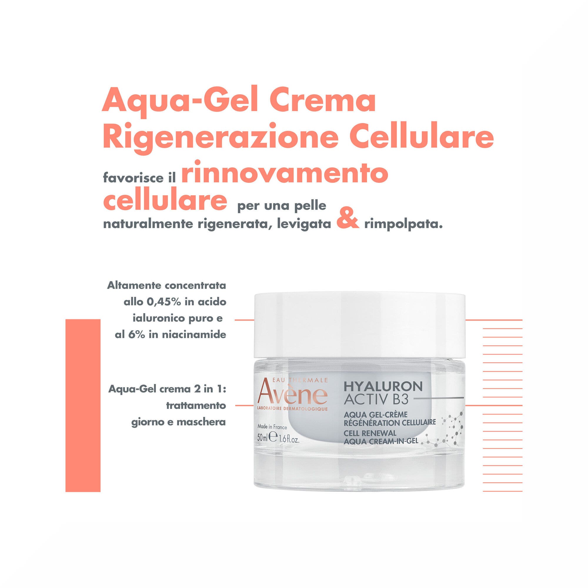 Eau Thermale Avène Hyaluron Activ B3 Aqua Gel-Crema Regeneración Celular 50 ml