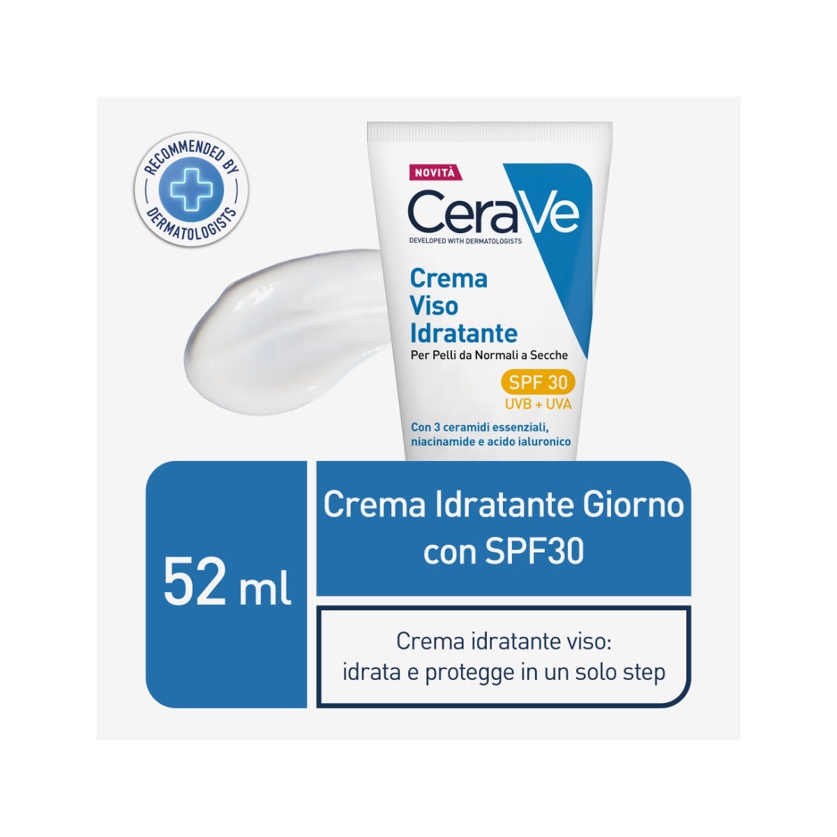 CeraVe Crema Viso Idratante SPF30 24 Ore con Acido Ialuronico 52ml