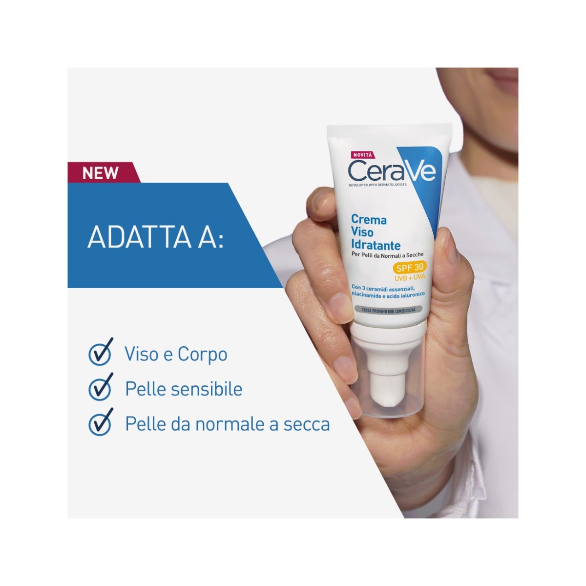 CeraVe Crema Viso Idratante SPF30 24 Ore con Acido Ialuronico 52ml