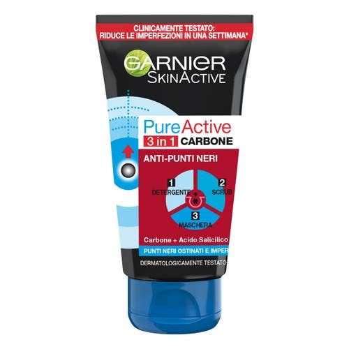 Garnier Pure Active Anti Puntos Negros 3En1 Carbón 150ml-1