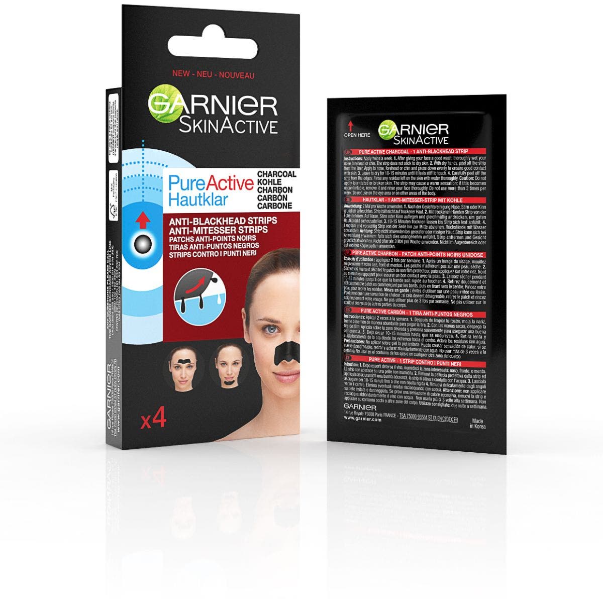 Garnier Pure Active Charcoal Strips Face Charcoal 4 Piezas-5