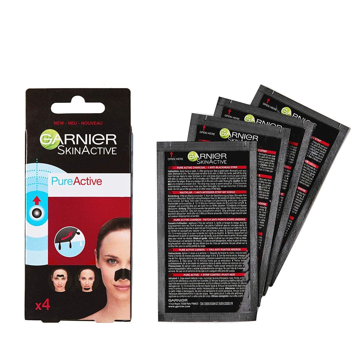 Garnier Pure Active Charcoal Strips Face Charcoal 4 Piezas-4