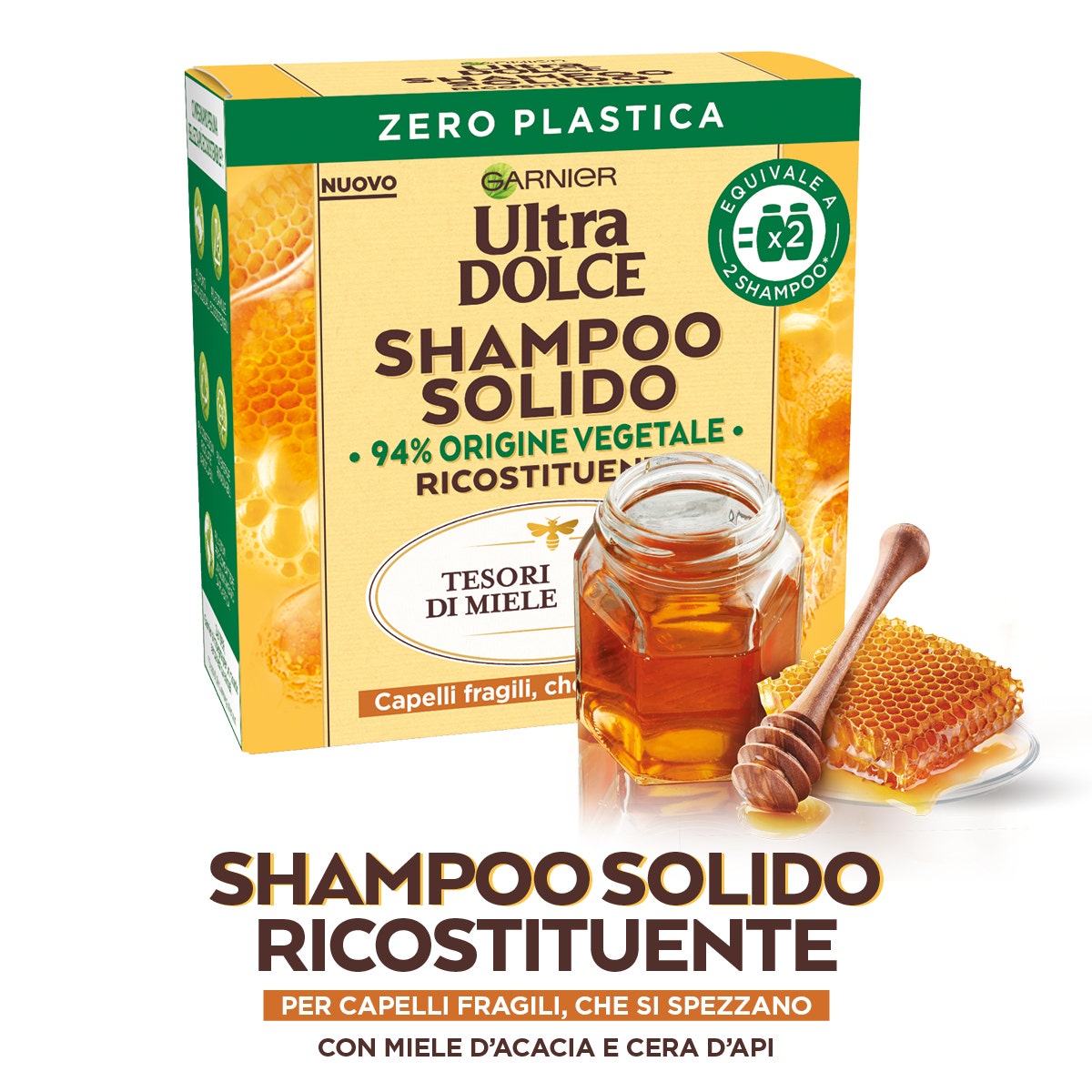 Garnier Ultra Dolce Shampoo Solido Ricostituente Miele/Cera D'Api 60g
