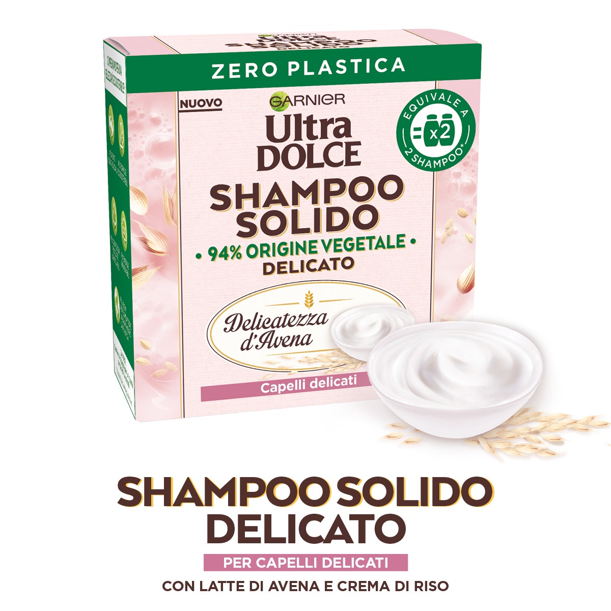 Garnier Ultra Dolce Shampoo Solido Delicato Avena/Crema Di Riso 60g