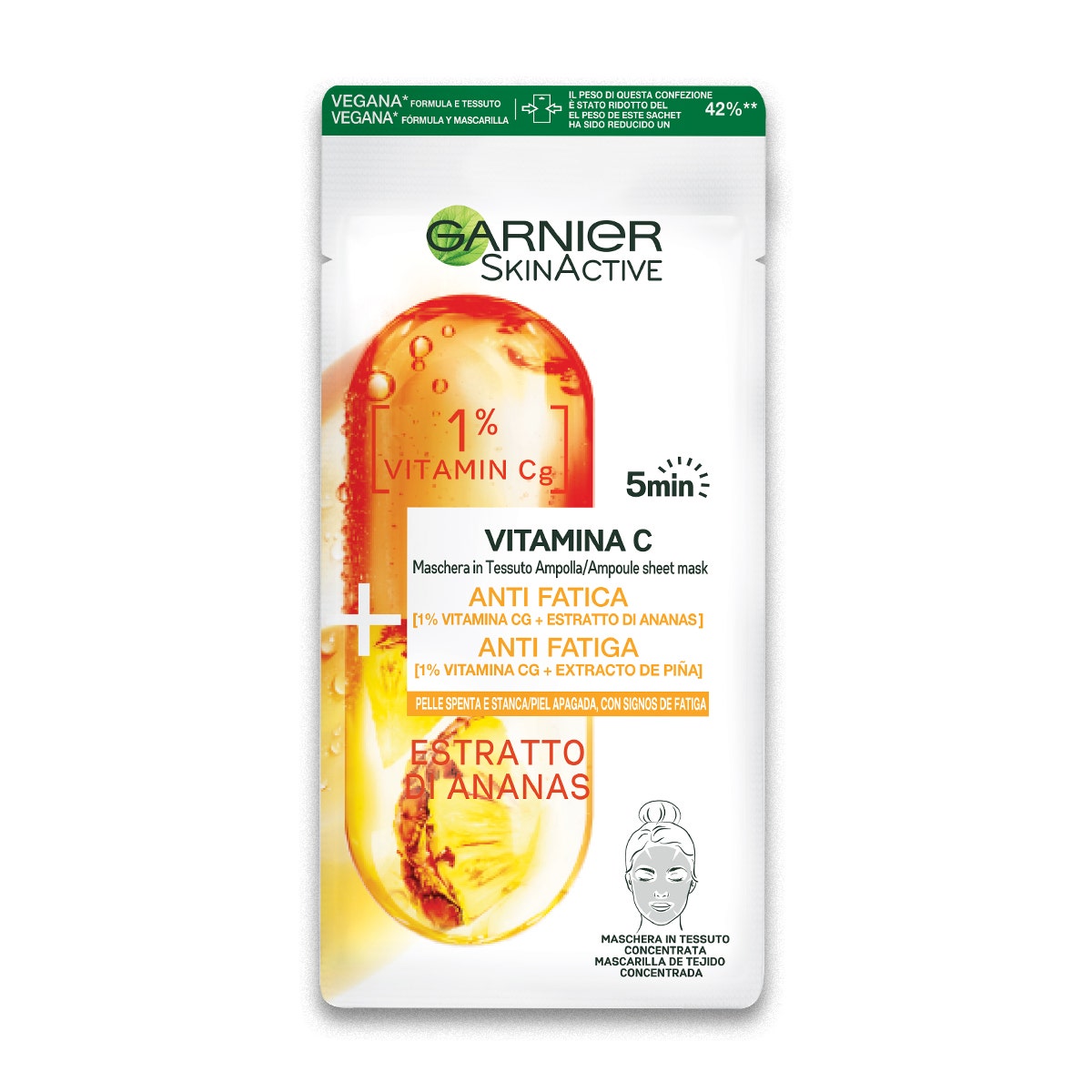 Garnier Maschera In Tessuto Ampolla Illuminante Estratto Ananas /Vitamina C1 Pezzo