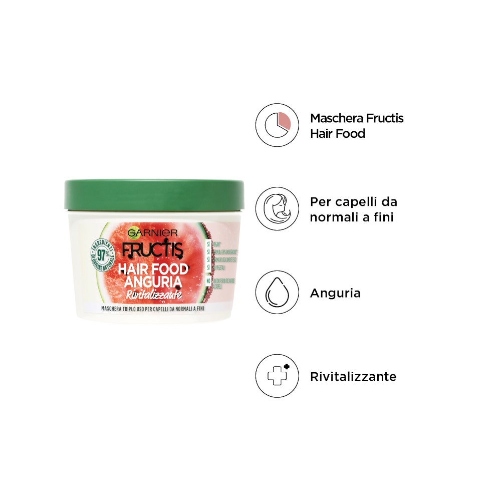 Garnier Fructis Hair Food Maschera Rivitalizzante Capelli Fini  Anguria 390ml
