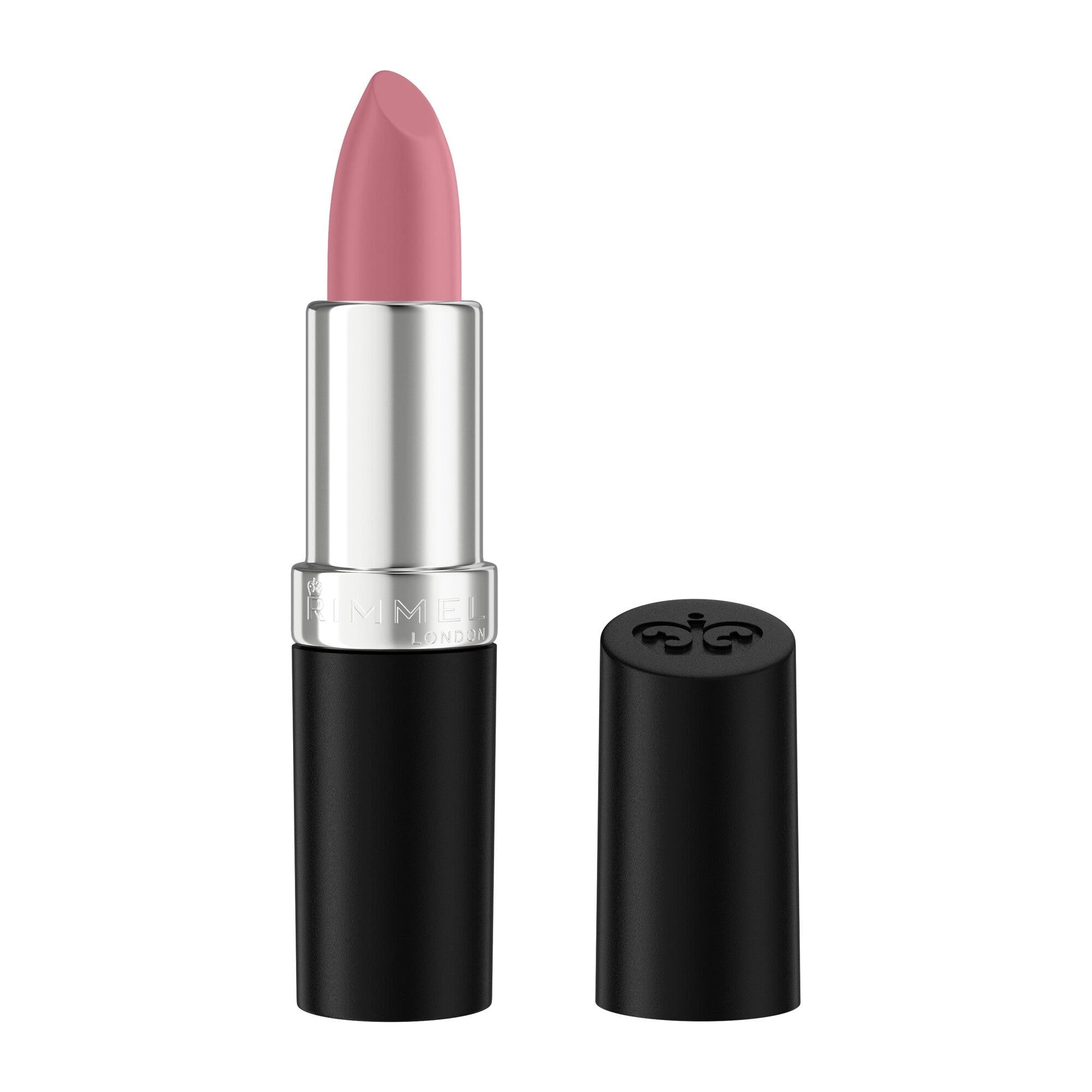 Rimmel Lasting Finish Barra de labios satinada hidratante Fórmula vegana 4 g 077 Brink Of Pink