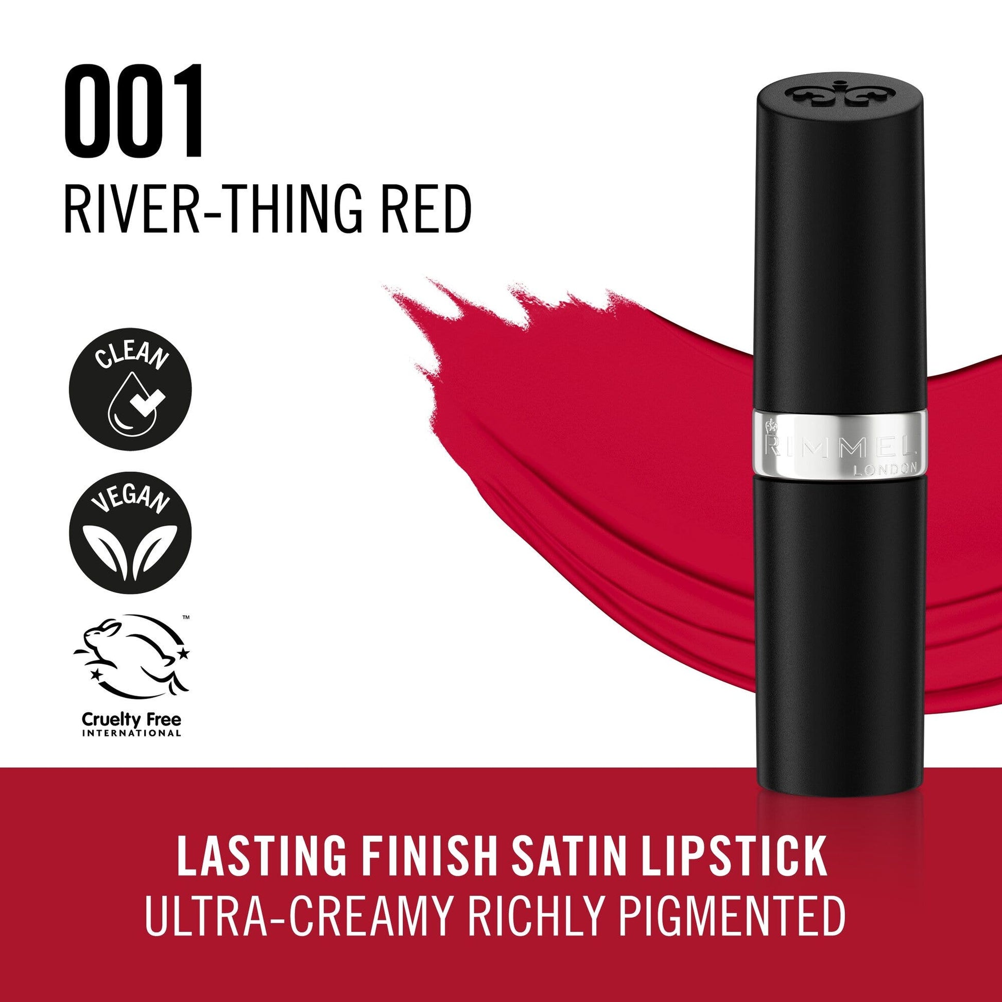 Rimmel Lasting Finish 001 River-Ting Red Rossetto Satinato 4g-3