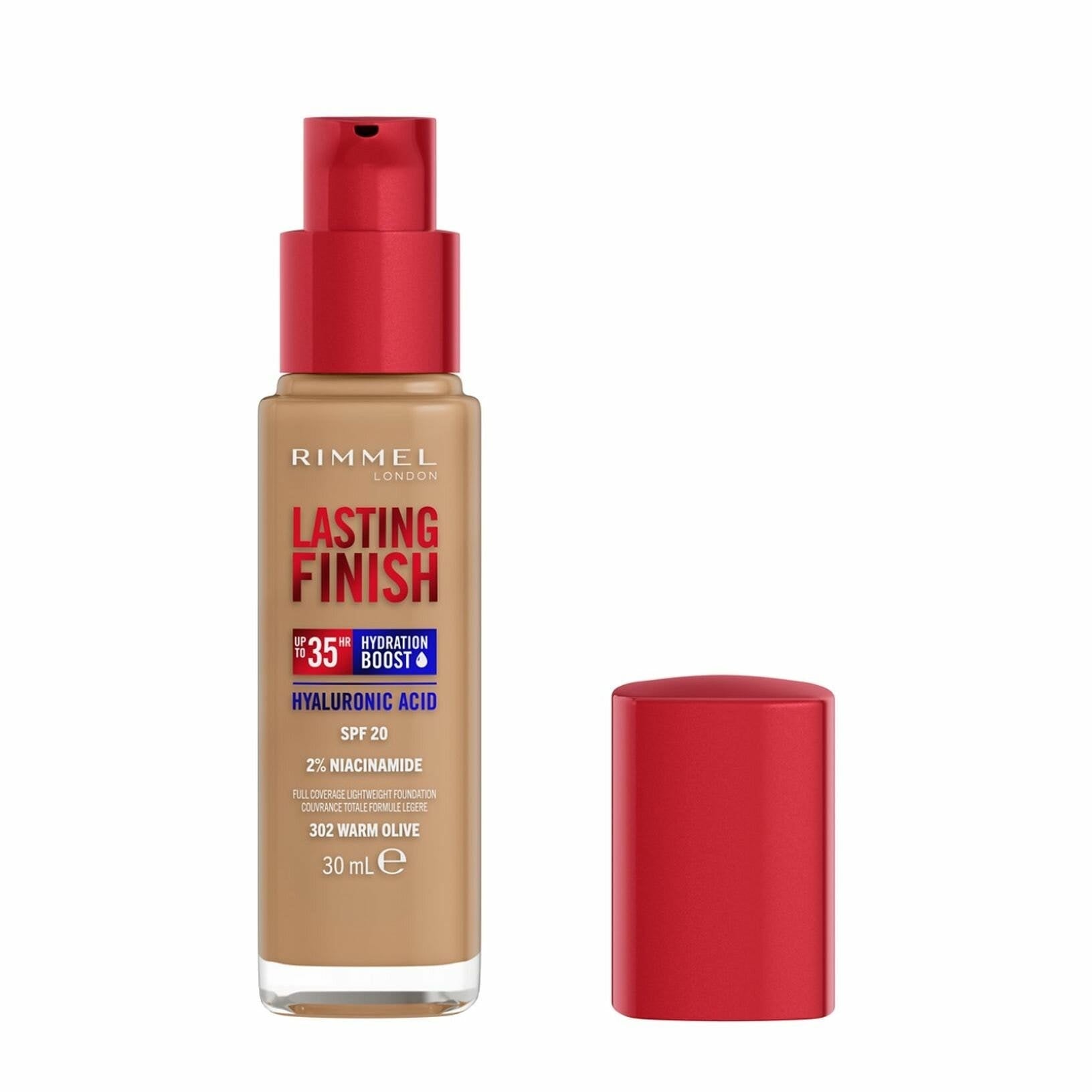 Rimmel Fondotinta Lasting Finish 35h Con Acido Ialuronico 302 Warm Olive 30ml