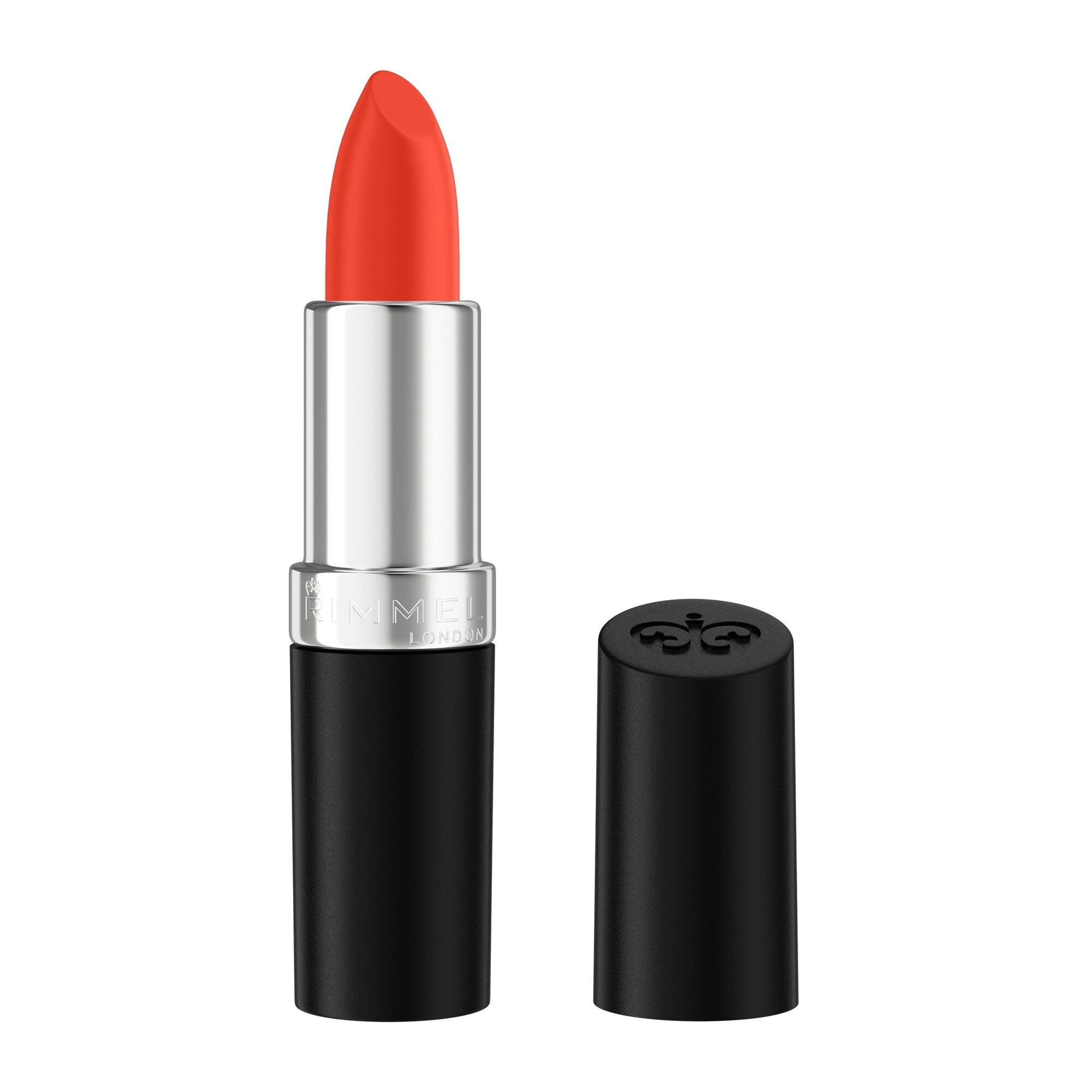 Rimmel Lasting Finish, pintalabios satinado hidratante, fórmula vegana, 4 g, 310 Regent Street Red