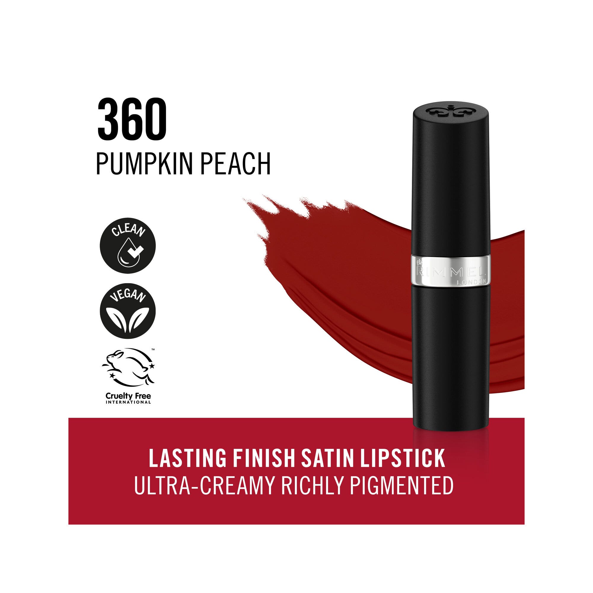Rimmel Lasting Finish Rossetto Satinato Idratante Formula Vegana 4g 360 Pumpkin Peach