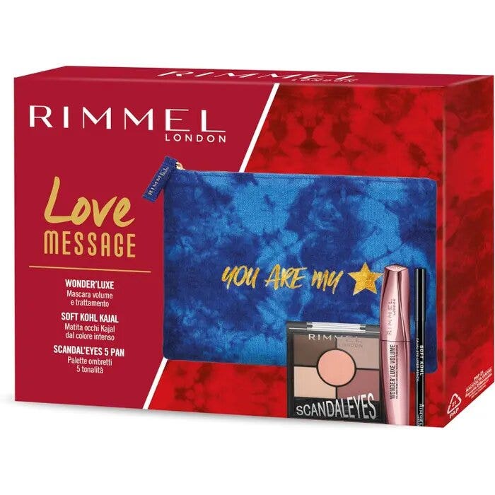 Rimmel Set Love Message Wonder'Luxe: Máscara de pestañas + Lápiz Kajal para ojos + Paleta de sombras