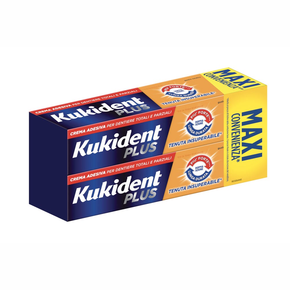 Kukident Plus Doppia Azione 2x65g: Adesivo Protesi Efficace
