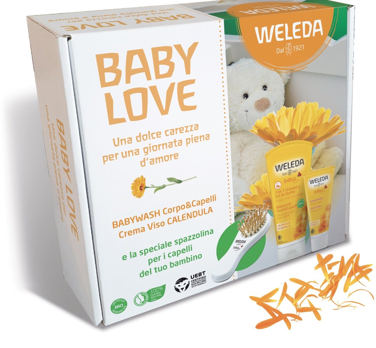 Weleda Cofanetto Baby Bagnoschiuma 50ml  + Crema Viso Calendula 200ml + Spazzolina