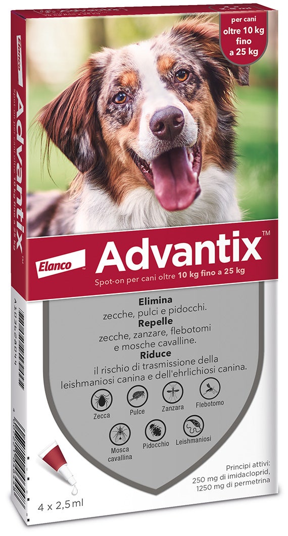Advantix Spot On Per Cani da 10 A 25 Kg Soluzione 4 Pipette da 2,5ml-2