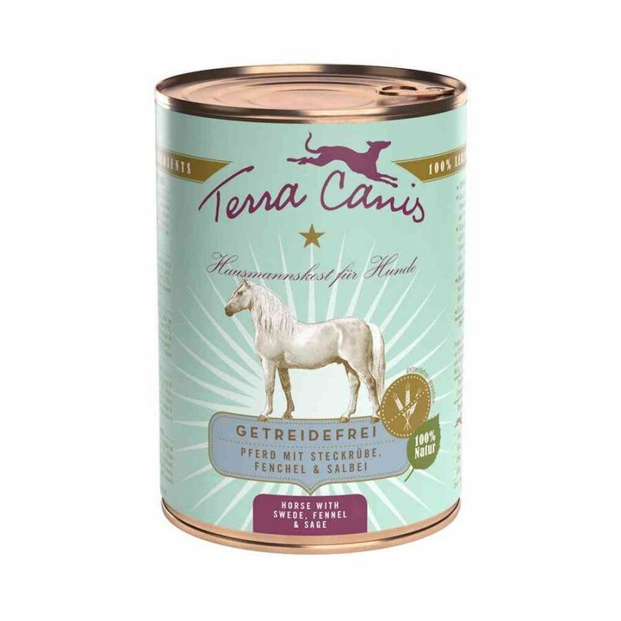 Terra Canis Grain-Free Comida húmeda de caballo con nabo, hinojo y salvia para perros, lata de 400 g