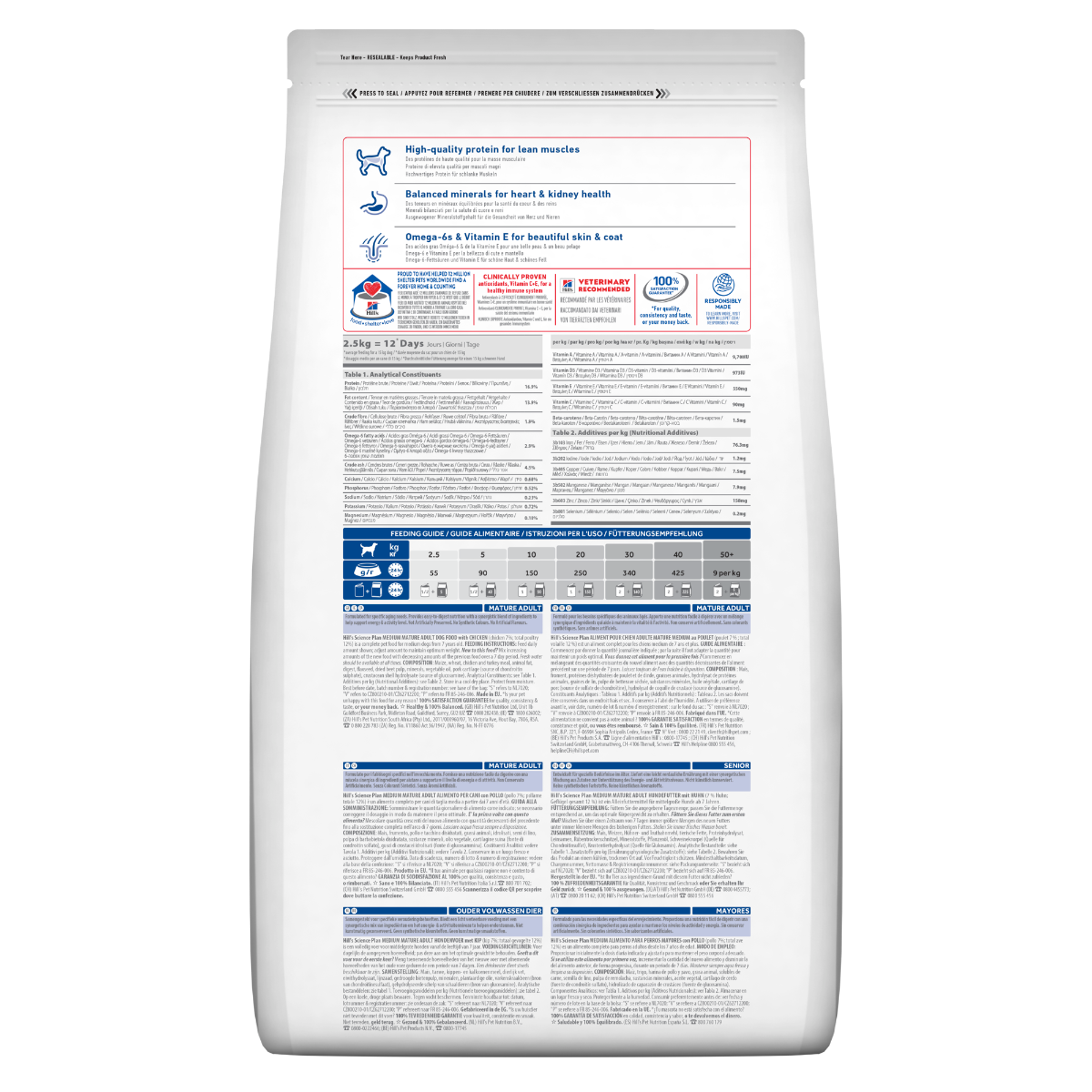 Hill's Science Plan Mature Adult 7+ Crocchette con Pollo per Cani Taglia Media Sacco 14 Kg