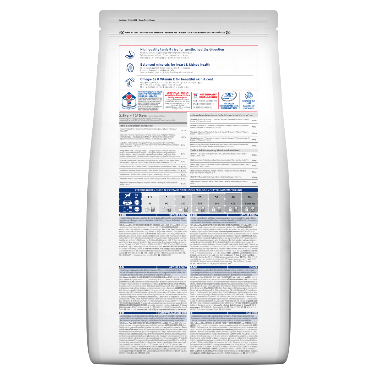 Hill's Science Plan Mature Adult 7+ Crocchette con Agnello e Riso per Cani Taglia Media Sacco 14 Kg
