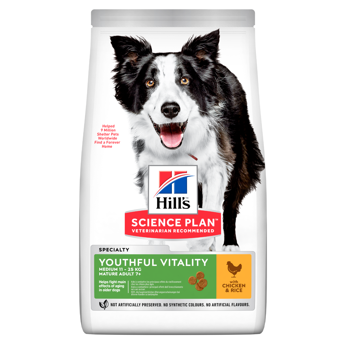 Hill's Science Plan Senior Vitality Mature Adult 7+ Crocchette Con Pollo E Riso Per Cani Taglia Media 12Kg
