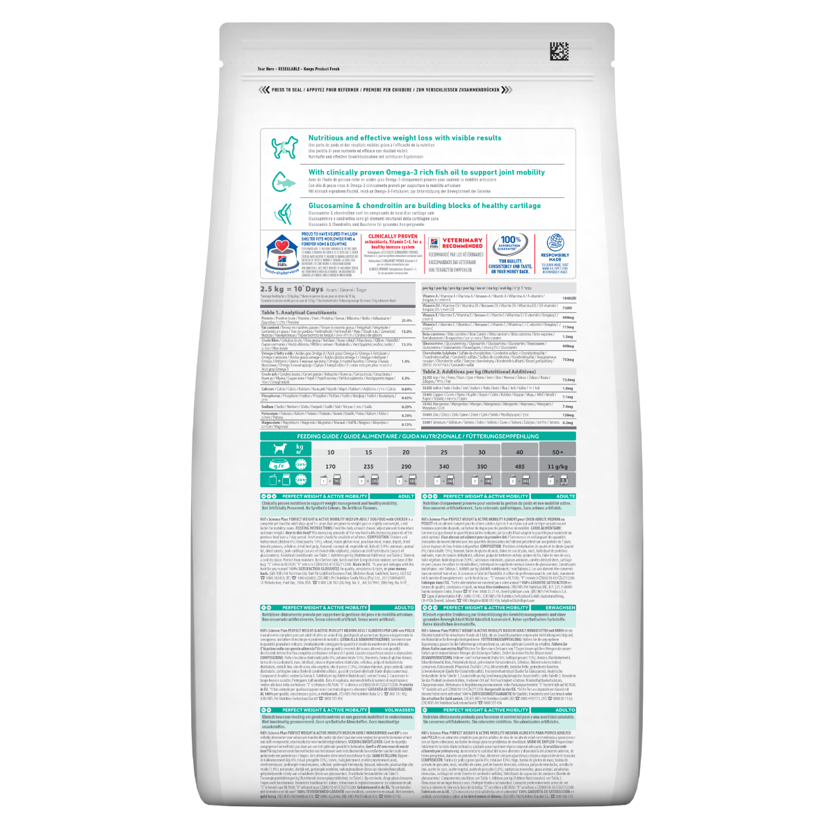 Hill's Science Plan Perfect Weight & Active Mobility Adult Crocchette Con Pollo Per Cani Taglia Media Sacco 2,5 Kg