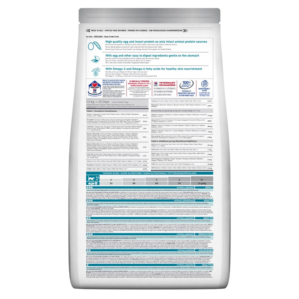 Hill's Science Plan Hypoallergenic Adult Alimento Secco Per Gatti Con Uova E Insetti 1,5Kg