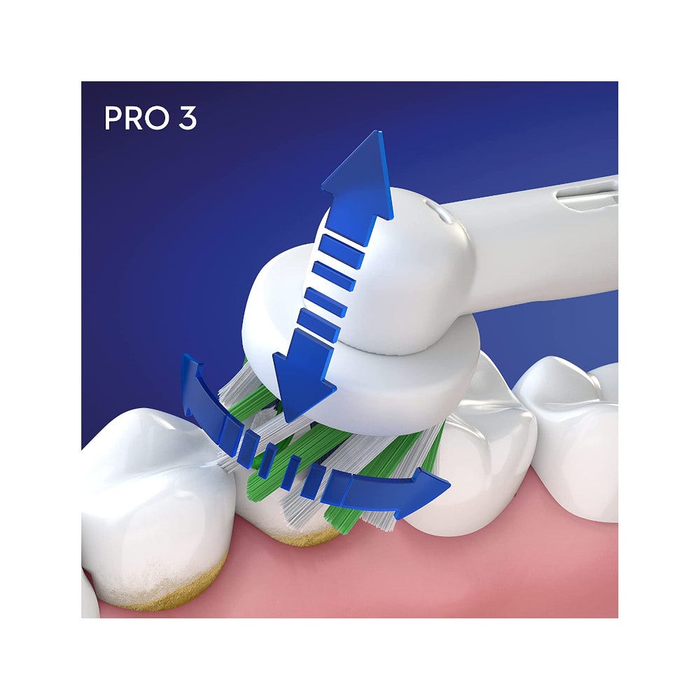 Oral-B Pro 3 Blue Crossaction Spazzolino Elettrico Con Sensore Di Pressione Dello Spazzolamento + 1 Testina