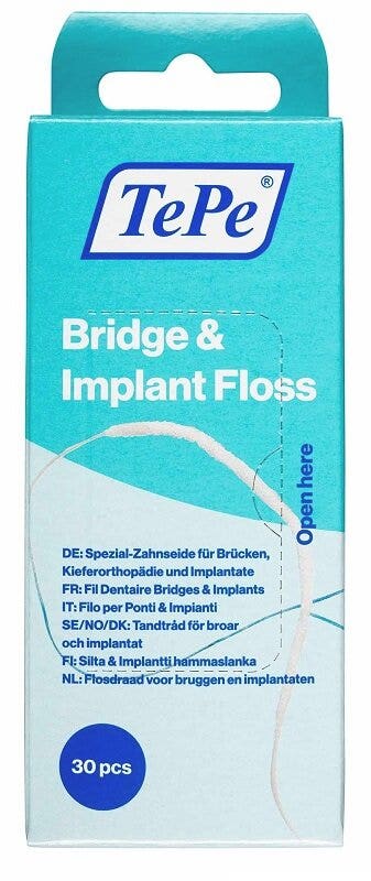 Tepe Hilo para puentes e implantes para la limpieza de implantes 30 unidades