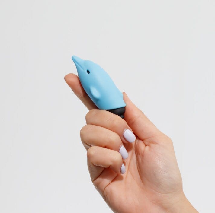 Crushious O-Pet Vibratore Tascabile Delfino Con Palla A 10 Vibrazioni Blu