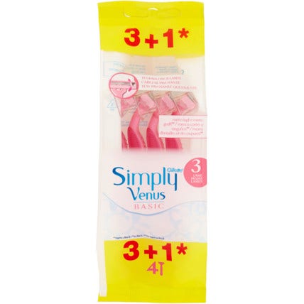 Gillette Simply 3 Venus Basic Razors Mujer Desechables 3 Piezas + 1 Gratis-1