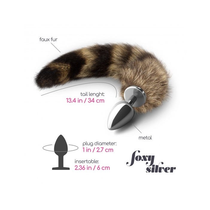 Crushious Plug Anale Foxy in Metallo Argentato con Coda