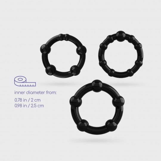 Crushious Triple Bead Set di Anelli per il Pene Neri