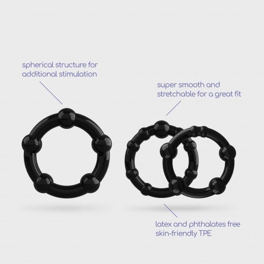 Crushious Triple Bead Set di Anelli per il Pene Neri