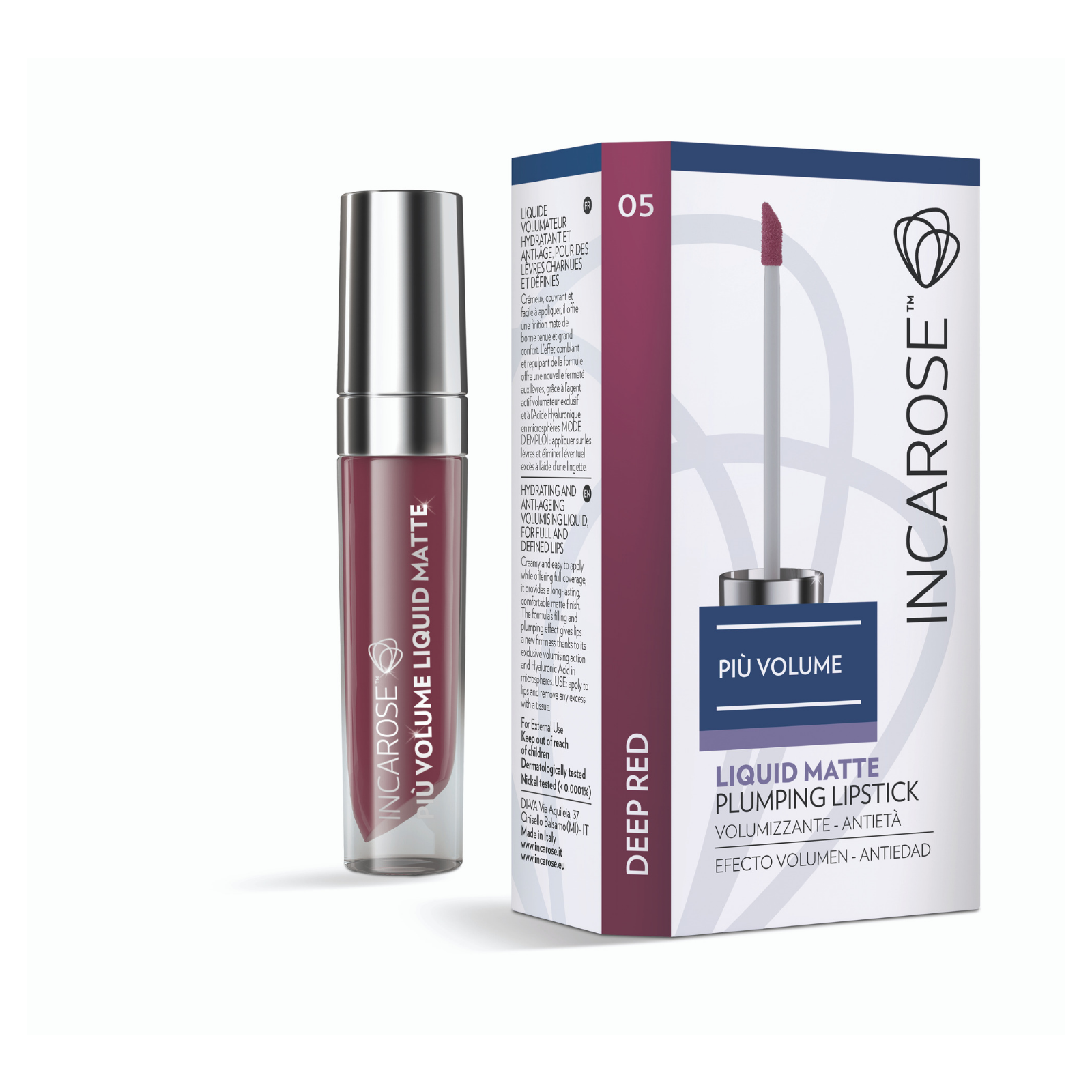 Incarose Più Volume Liquid Matte Plumping Lipstick 05 Deep Red-1