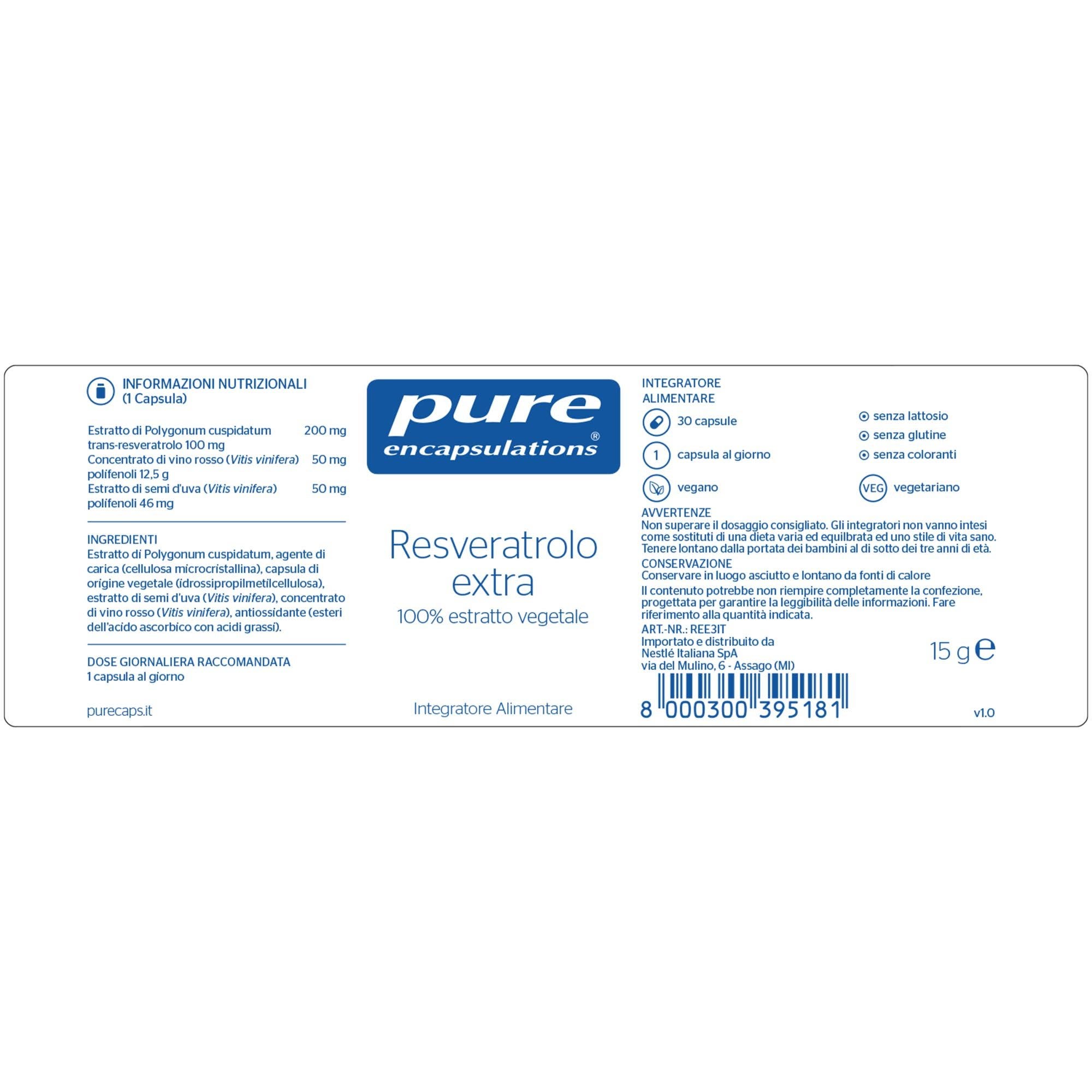 Encapsulaciones Puras Resveratrol Extra 30 Cápsulas-2