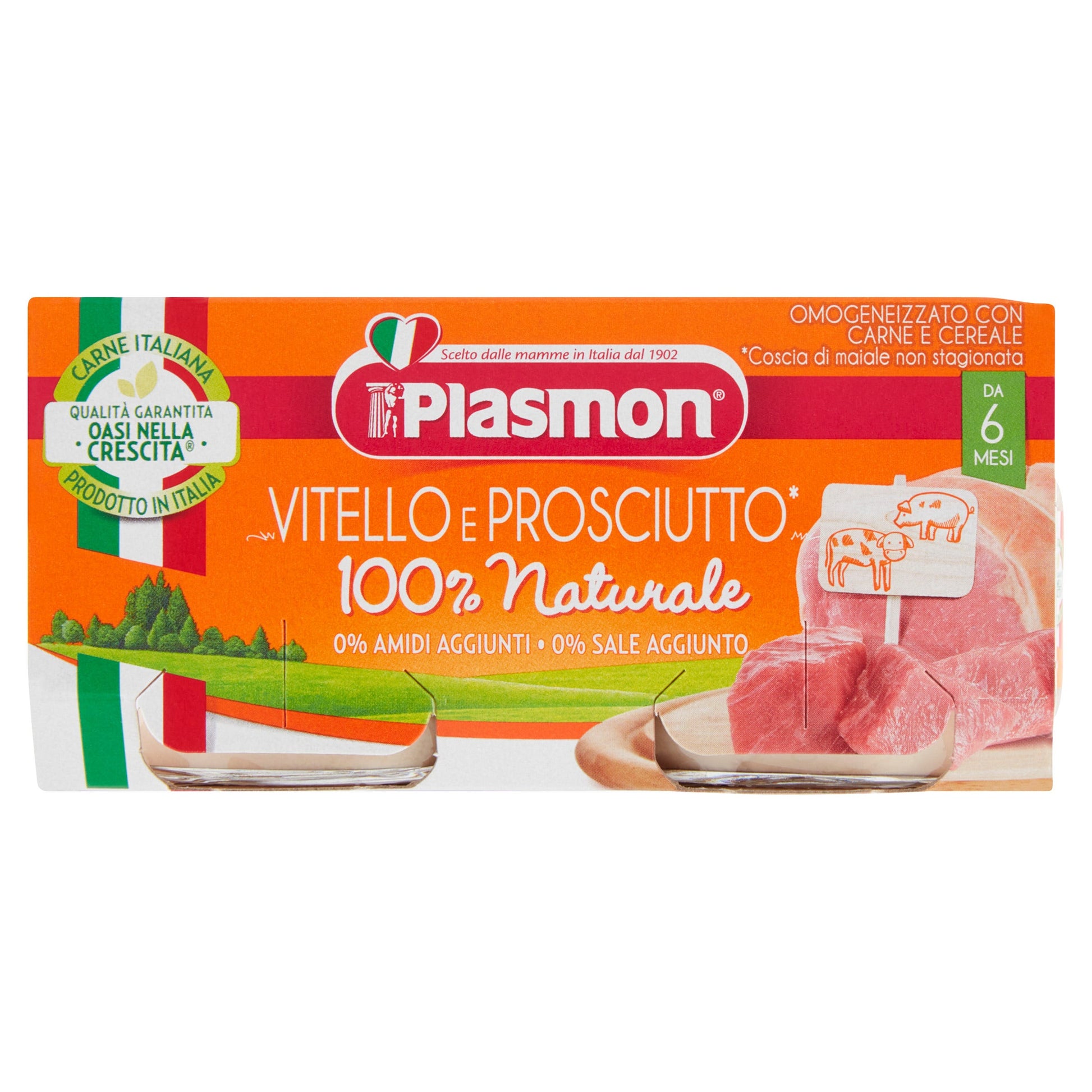 Plasmón Homogeneizado Ternera / Jamón Cocido 2x80g 6Mesi+-2