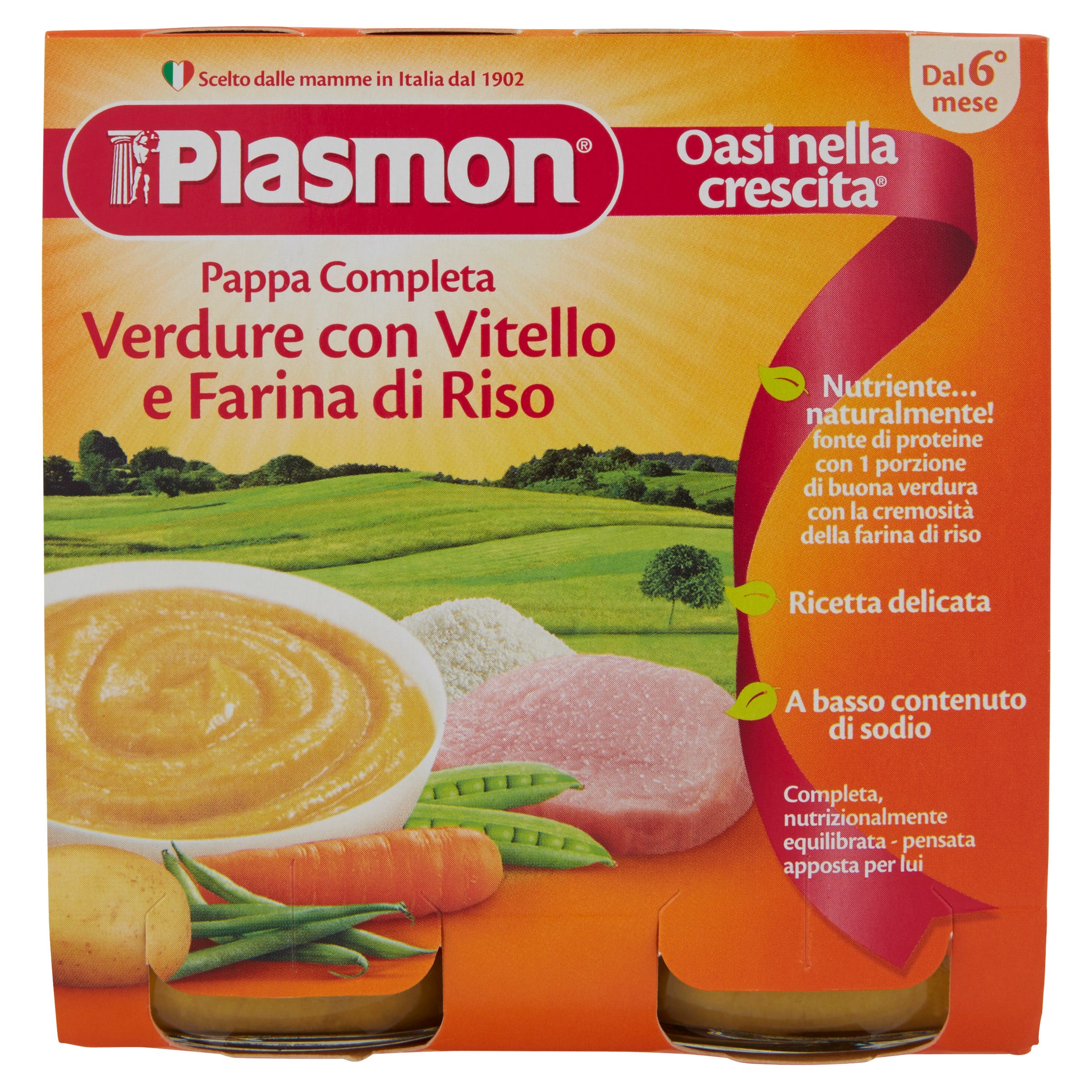 Plasmon Omogeneizzato Pappa Completa Vitello Verdura Riso 6M+ 2x190g-3